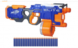 Hasbro B5573EU4 - N-Strike Elite Hyper-Fire halbautomatischer Spielzeugblaster, mit Trommelmagazin