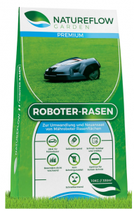 Premium Rasensamen für Mähroboter 10kg - Roboter Grassamen - Schnellkeimend und Vital - Selbstdüngend für pflegeleichten Garten