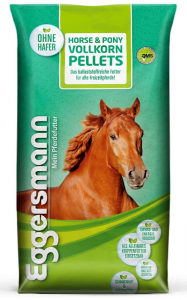 Eggersmann Horse & Pony Vollkorn Pellets – Pferdefutter ohne Hafer – Eiweiß- und energiereduziert – 25 kg Sack