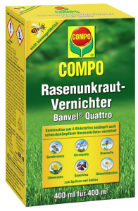Compo Rasenunkraut-Vernichter Banvel Quattro (Nachfolger Banvel M), Bekämpfung von schwerbekämpfbaren Unkräutern im Rasen, Konzentrat, 400 ml (400 m²)